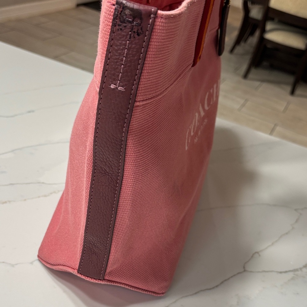 Coach Pink Tote with Red and Orange Straps - Picture 8 of 17